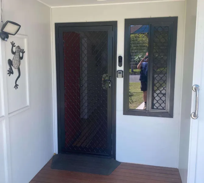 Diamond Grille front screen door installed in Nerang